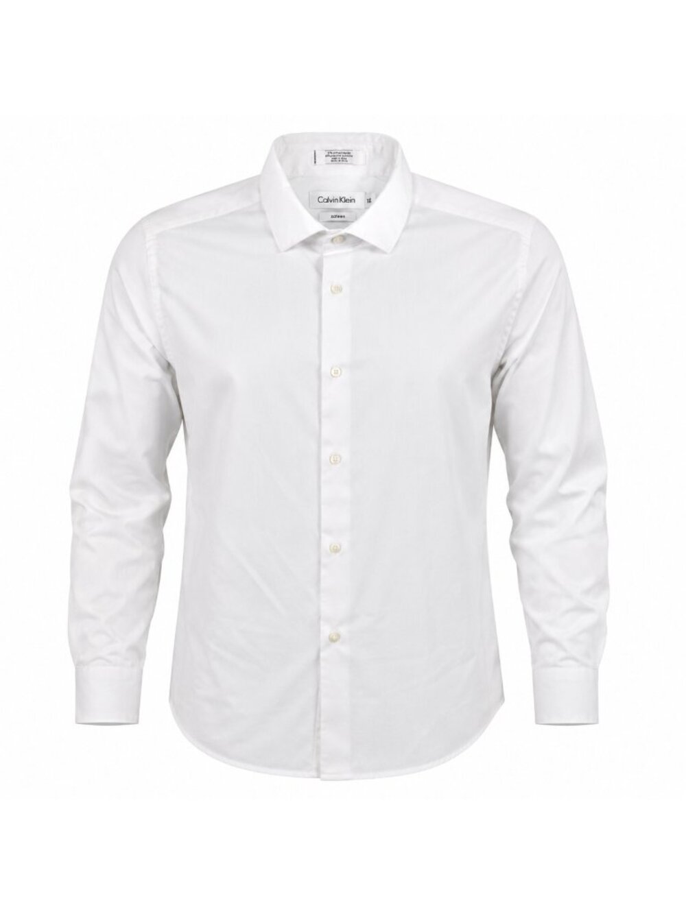 Calvin Klein Boys Youth 18 White Sateen Dress Shirt Long Sleeve Button Front